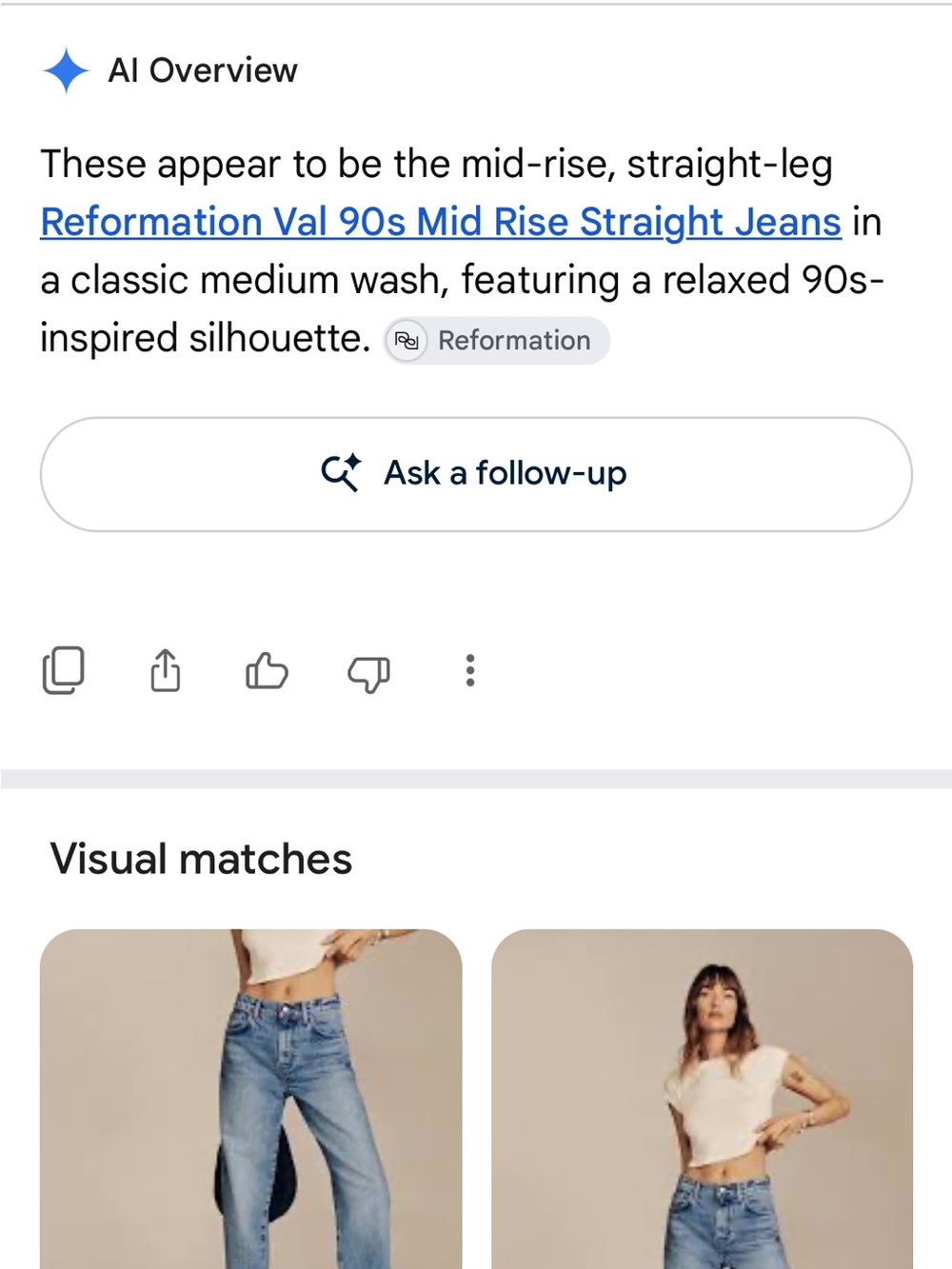 Reformation Val 90s Medium Blue Straight Jeans